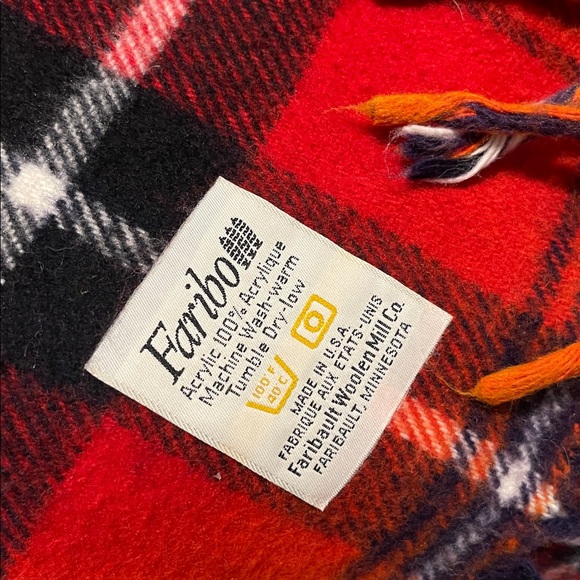 Faribo Plaid Red and Orange Scarf - Picture 6 of 6